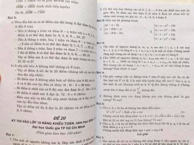 Lời giải Toán 9 thi vào Phổ Thông Năng khiếu 1993 đến 2018