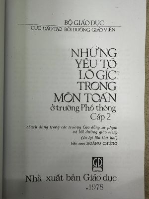 Những yếu tố logic trong môn toán ở trường phổ thông cấp 2 - Hoàng Chúng