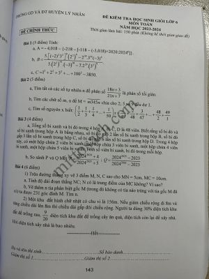 Tuyển chọn và hướng dẫn giải 123 đề thi học sinh giỏi Toán 6 (năm 2023-2024)