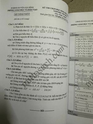 Tuyển chọn và hướng dẫn giải 123 đề thi học sinh giỏi Toán 8 chương trình mơi 2023-2024