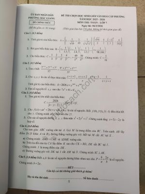 TUYỂN CHỌN & HƯỚNG DẪN GIẢI 100 ĐỀ THI HSG TOÁN 7-2026